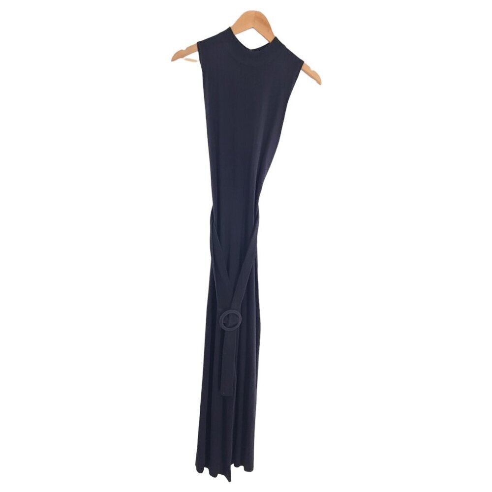 ALTAR'D‎ STATE Black knit mock neck sleeveless belted wide leg jumpsuit sz Small